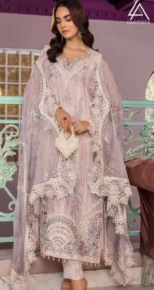 Ronak-E-Mehal Embroidered Chiffon Sem-Stitched open pic by ZA Clothes 